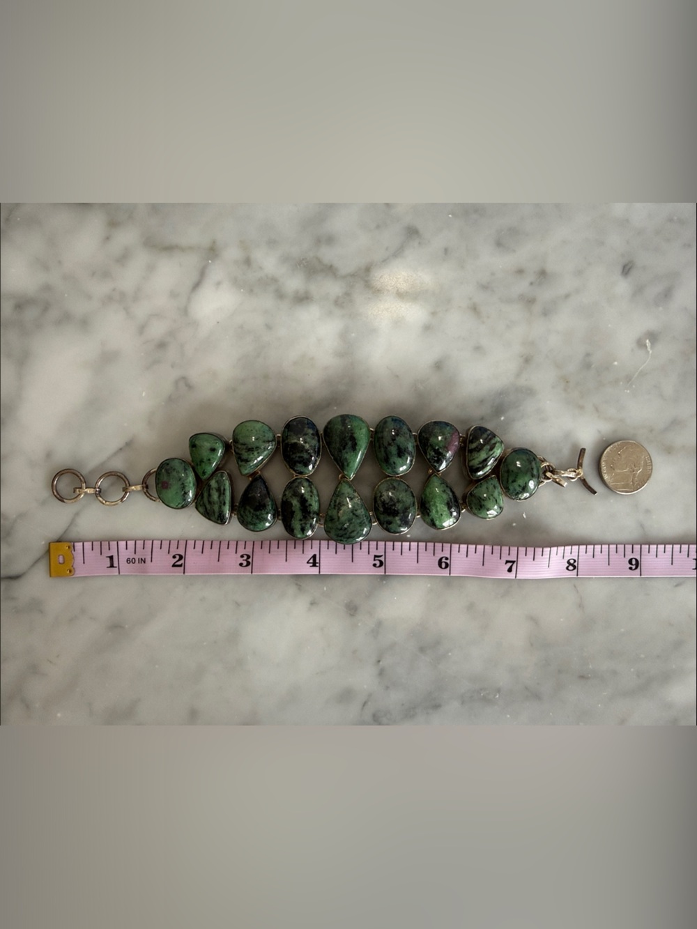 Ruby in Zoisite Cabochon Bezel Set Bracelet